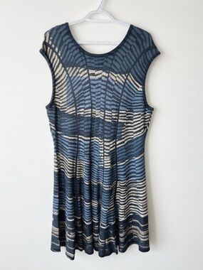 NIC+ZOE Women’s XXL Blue and Cream Knit Fall Autumn Dress